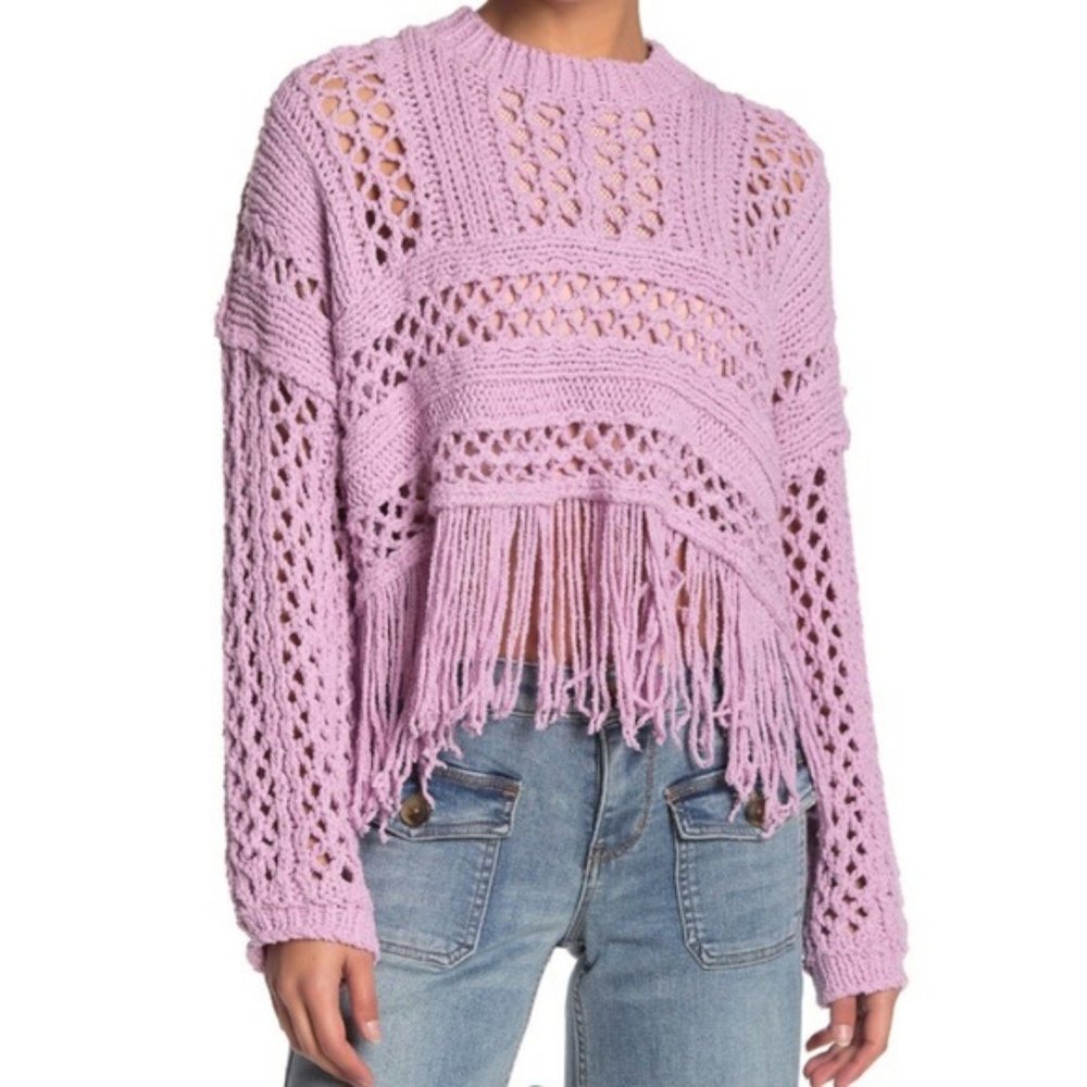 NWT Free People Higher Love Crochet Sweater Lilac